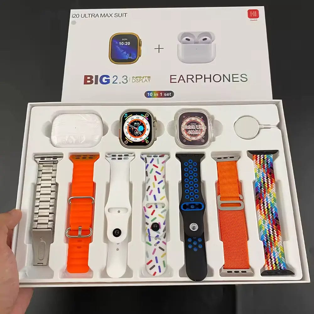 i20 Smart Watch + 7 Straps + FREE Buds Bundle 🎁